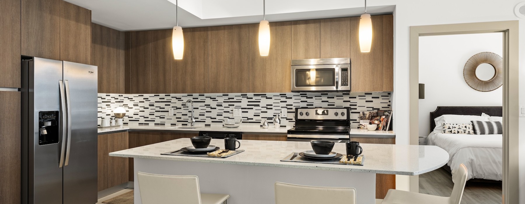 kitchen with large island and seating